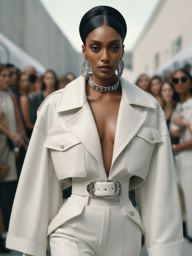 Donyale Luna, model, 8k resolution, hyper realistic, day, 35mm film, editorial, high fashion, 2023, off white by Virgil Abloh