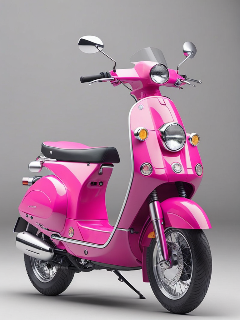 A bright pink electric moped designed by dieter rams, modern, sleek design