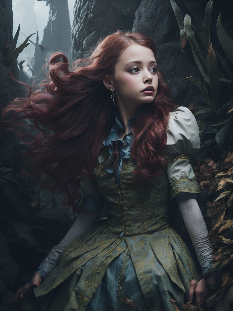 Alice in wonderland, vivid colors, wide angle, super highly detailed, professional digital painting, concept art,