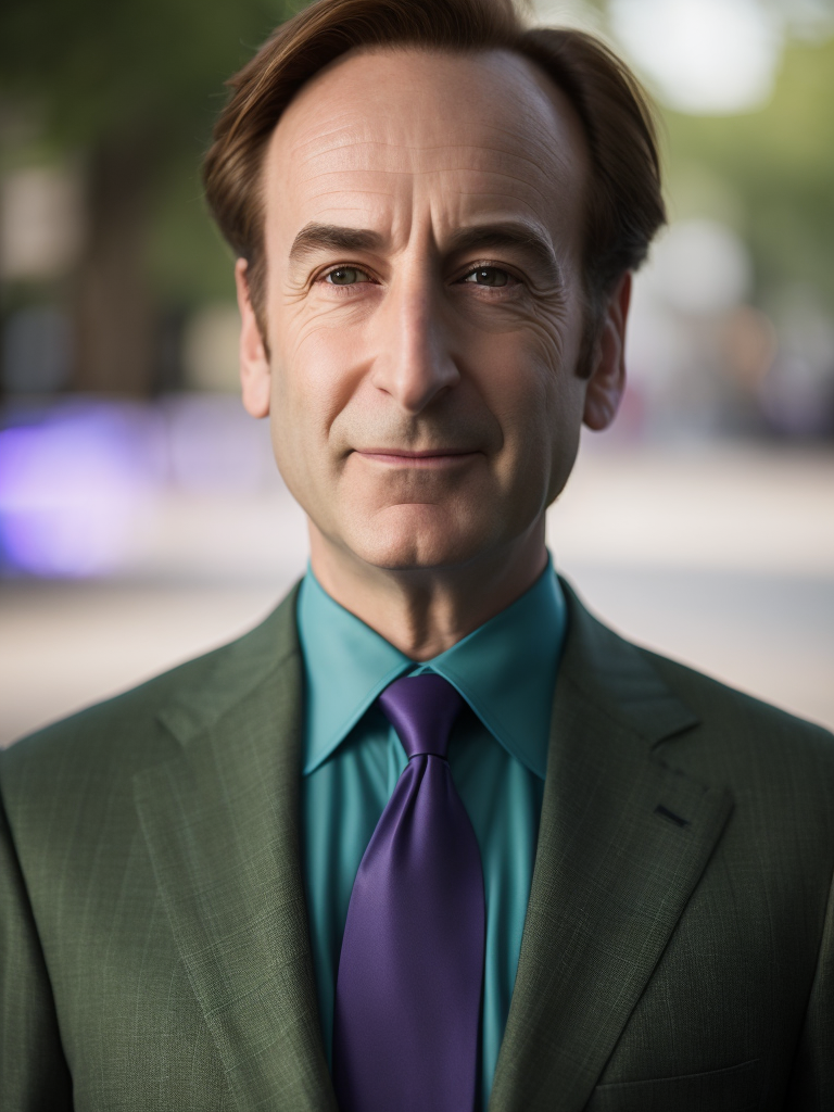 Saul goodman as green globin in a marvel movie, purple suit