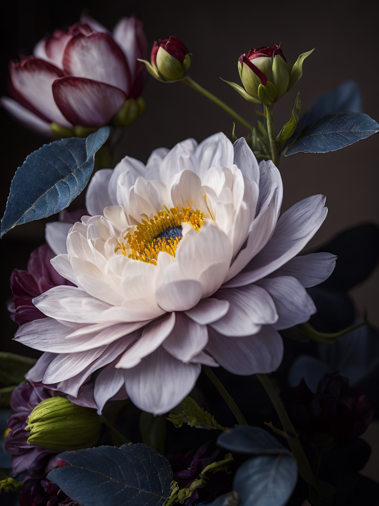 Ruby Flowers, dark, deep colors, dark, atmosphere, dark blue, add sharpness on details, add vibrance 20, add saturation 20