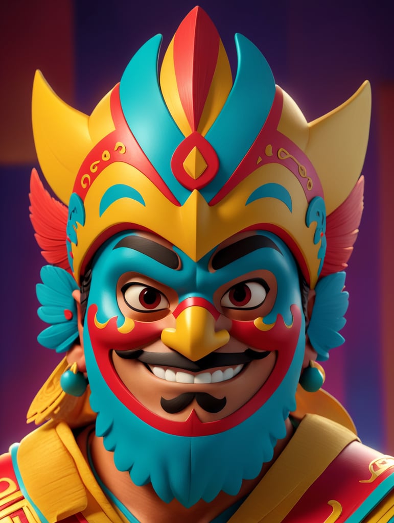 Portrait of a masked mexican wrestler, Vivid saturated colors, Contrast color, studio photo, professional photo, Rich colors, Detailed image, use dark theme, in a style of super hero that is called Captain Oneinfinite