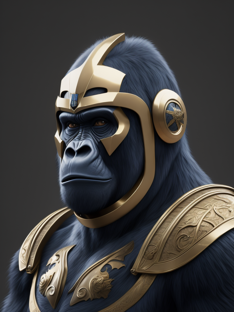 gorilla blue color with spartan helmet gold