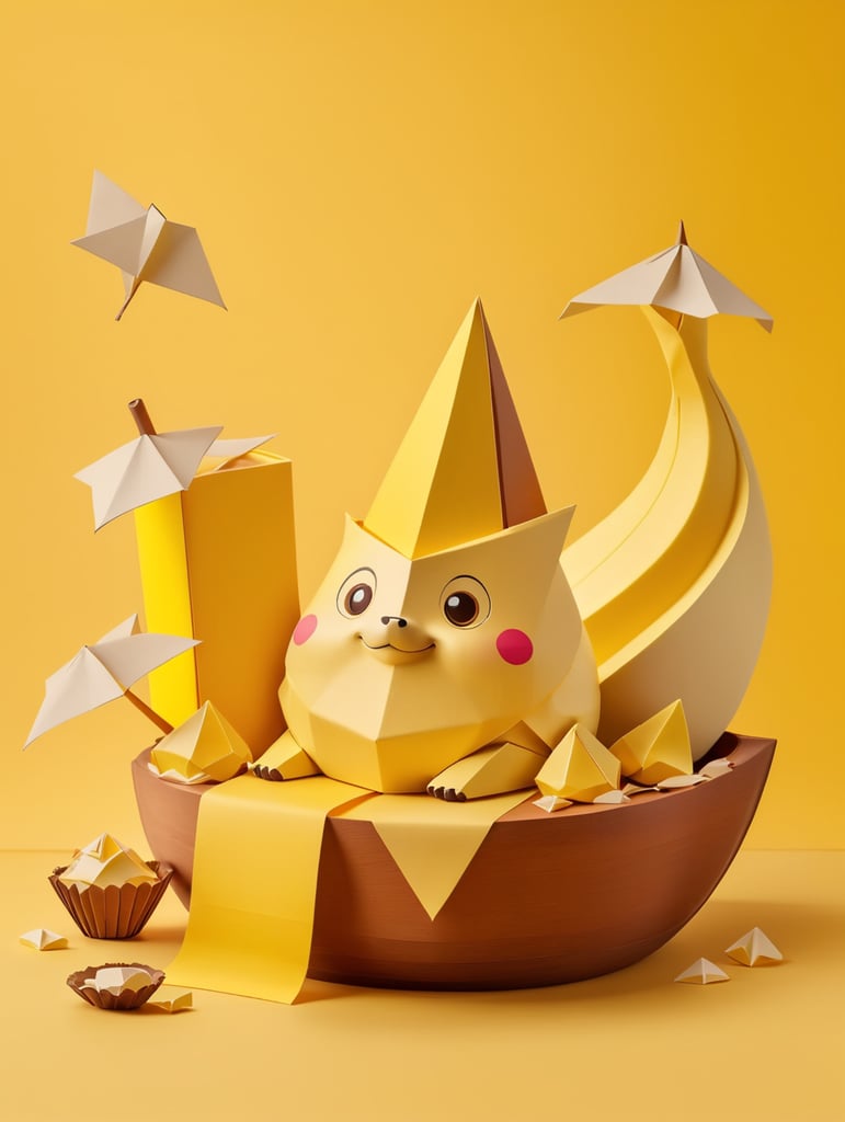 Premium Free ai Images | composition with glass tumbler origami banana ...