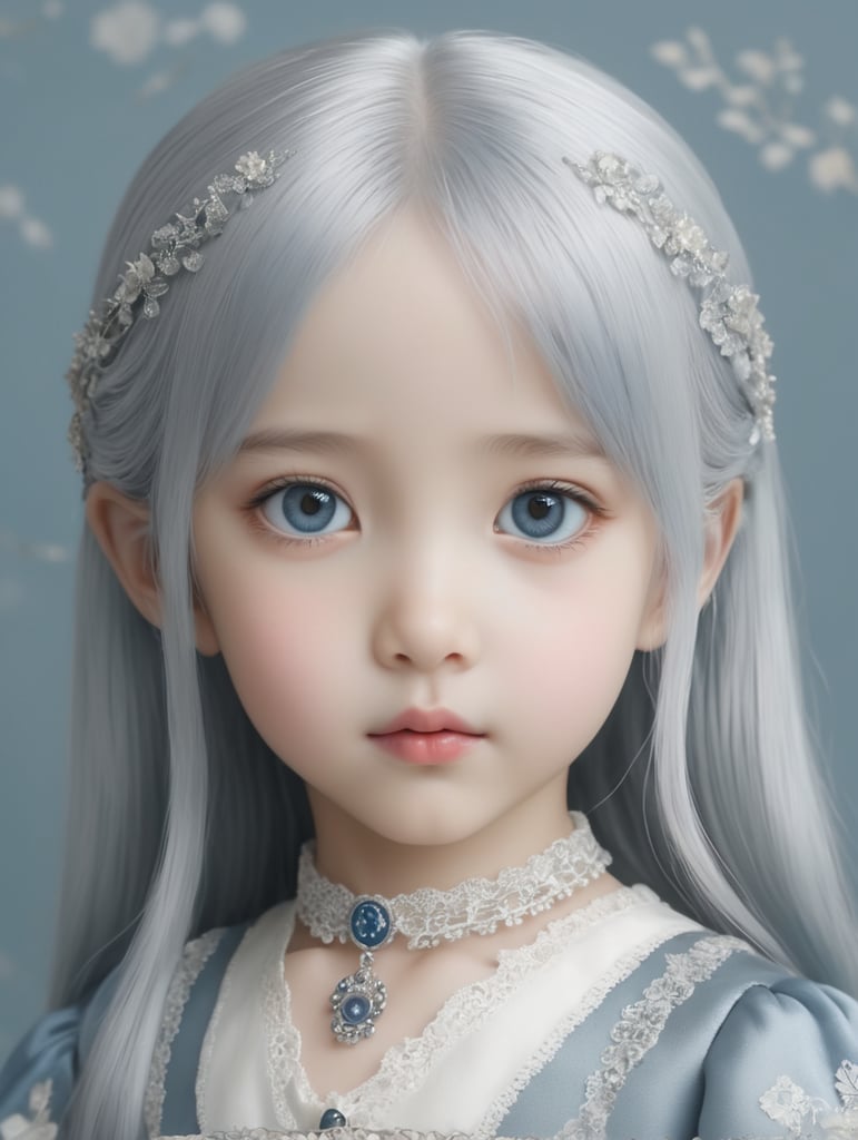 a unique real ai silver and blue girl