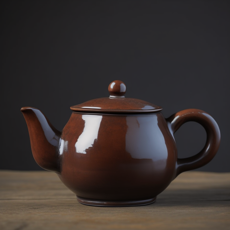 ancient small clay and glazed Chinese teapot, deep atmosphere, realistic photo