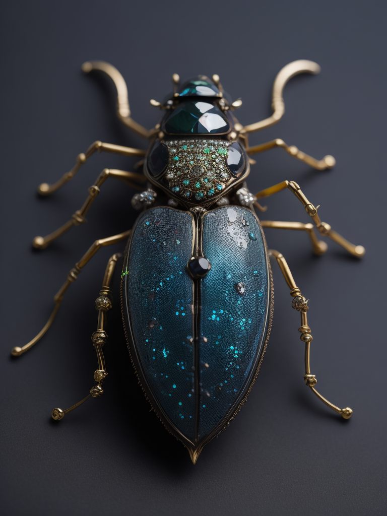 Beetle brooch made from various gems