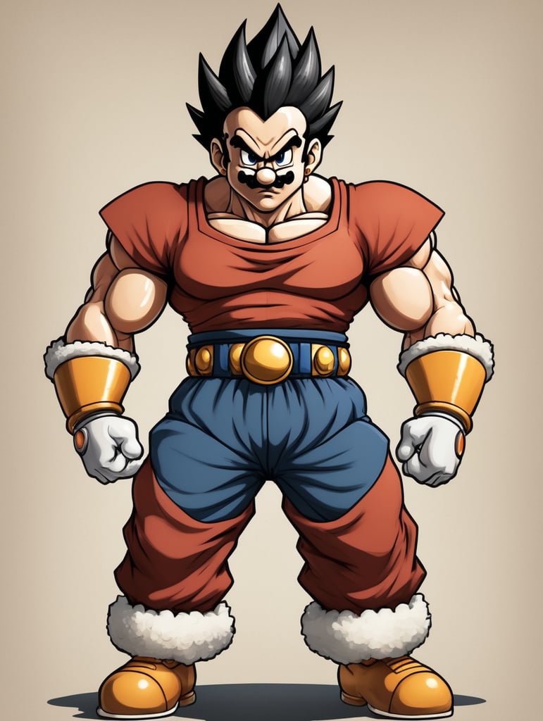 character fulbody of a Mario bross Saiyan old art style 90s