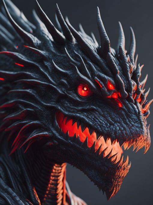 Black dragon, red demonic eyes, red smoke background, photorealistic, ultra detailed, trending on artstation, concept art, octane render