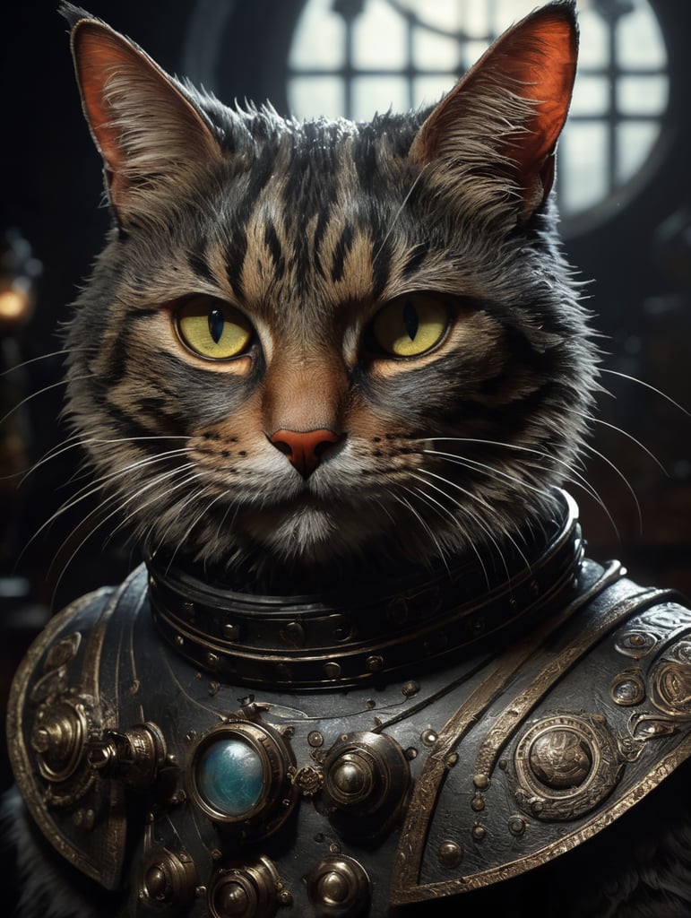 cat, in the style of Tim Burton and Tim Schafer