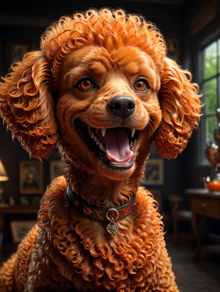 Smiling orange poodle