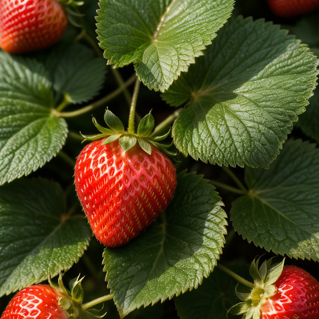 close up Strawberry Leaf on white background , clear, isolated, white background