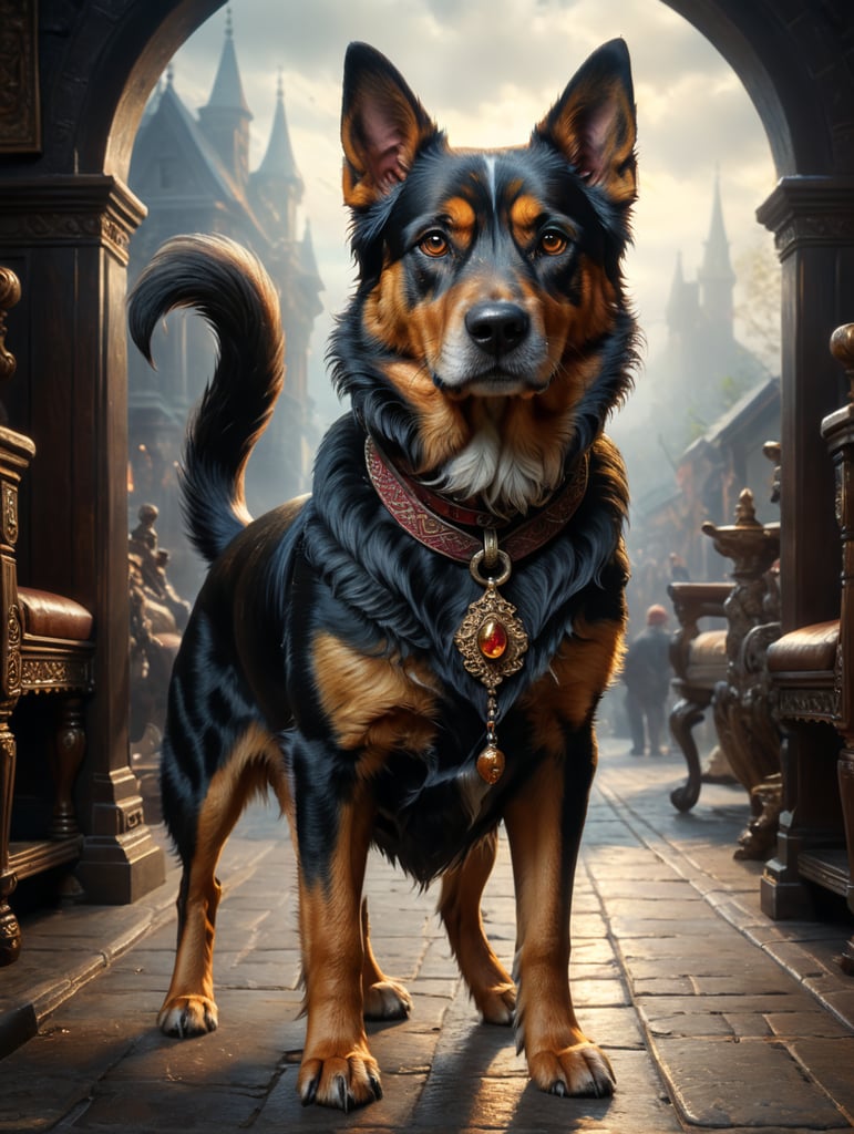 A loyal dog with a wagging tail]