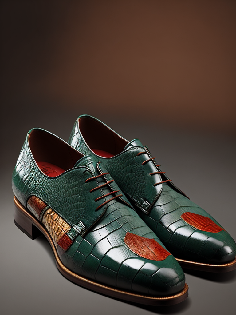Super realistic gucci mexican gator skin shoe 3d octane render