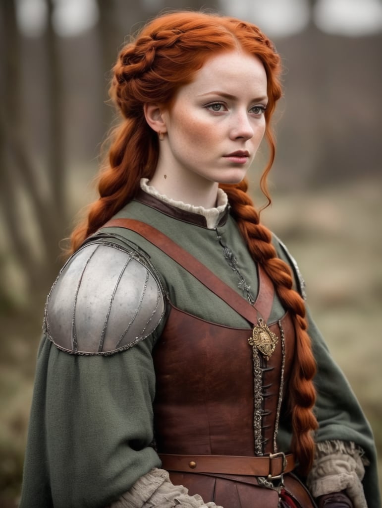 scottish princess from the 16th century red hair battle worn look