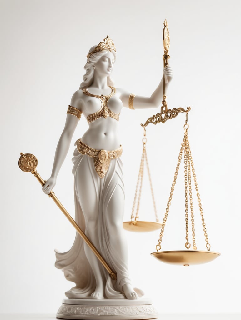 Justice goddess holding balance scales