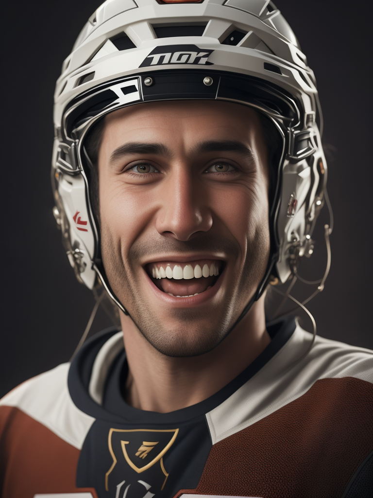 hockey player missing a tooth