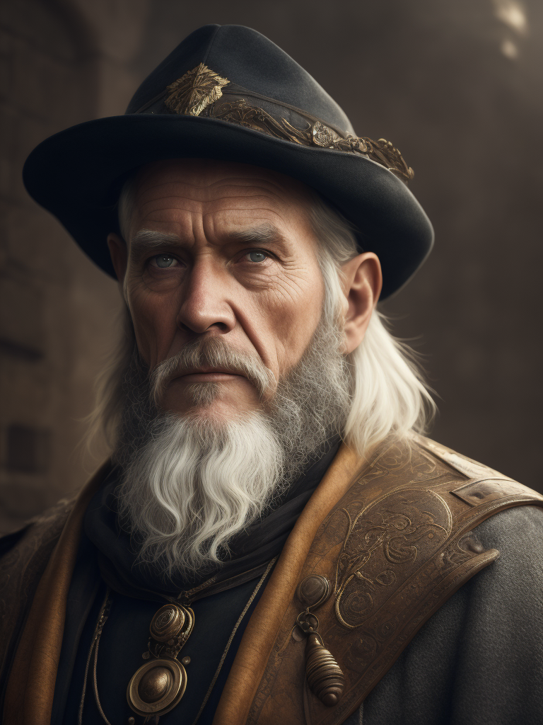 A picture of a 50-years old scandinavian man from the year of 1677