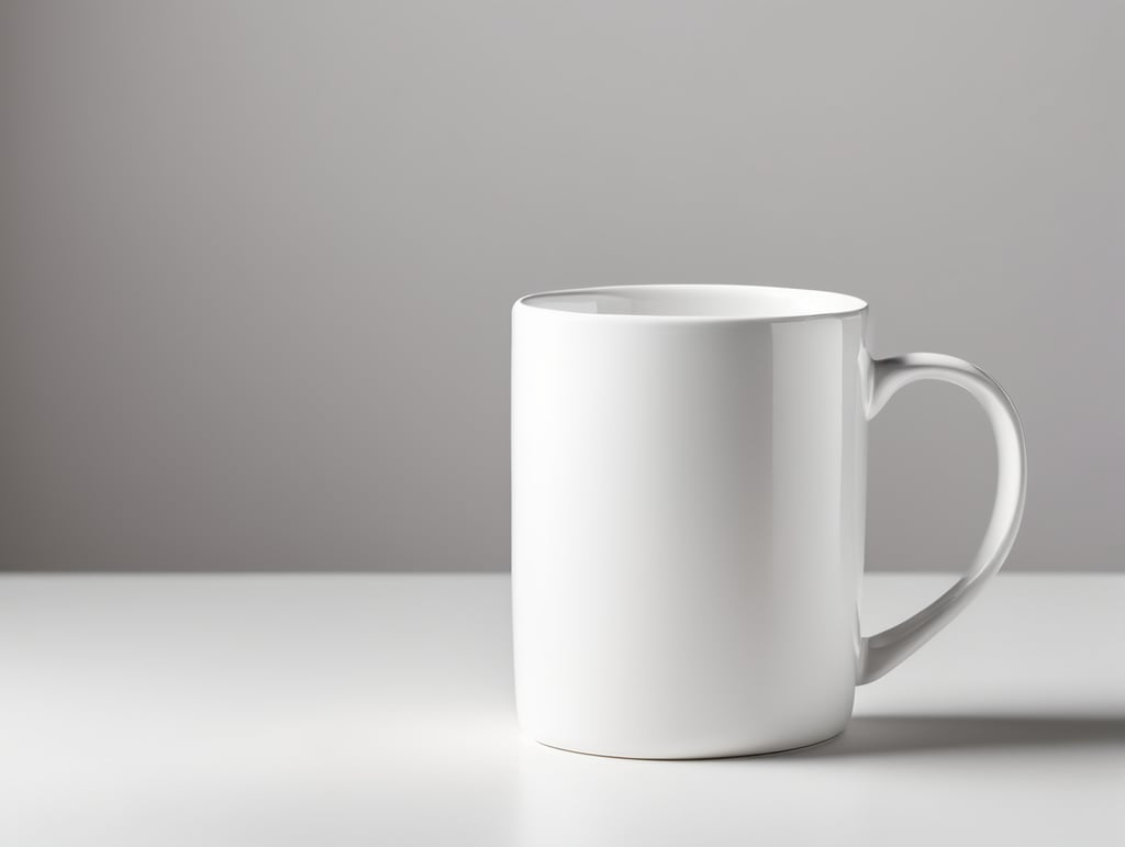 White strait ceramic mug, white background, isolated, mock up, mockup
