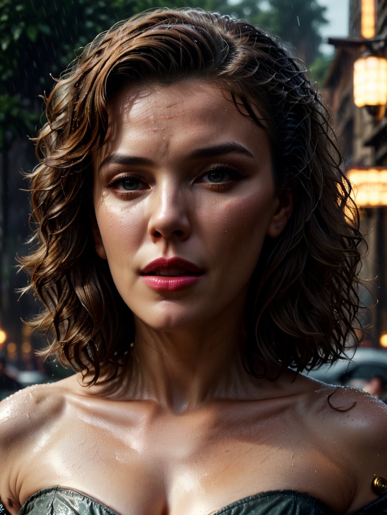 "beautifully demure Marilyn Monroe outside in the rain, pale skin, eyes wide open, shoulder length hair, brown eyes, alluring, revealing, blushing. Intricate details, HDR, beautifully shot, hyperrealistic, sharp focus, 64 megapixels, perfect composition, high contrast, cinematic, atmospheric, mid shot, photorealistic" "head and shoulders portrait, 8k resolution concept art portrait by Greg Rutkowski, Artgerm, WLOP, Alphonse Mucha dynamic lighting hyperdetailed intricately detailed Splash art trending on Artstation triadic colors Unreal Engine 5 volumetric lighting, steampunk engine"