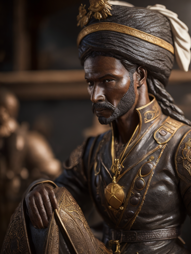 made from a black bread pirate statuette, sharp on details