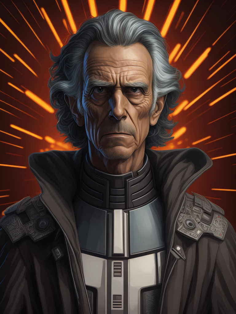 Dibujo de Rick Sanchez, al estilo de Rick and Morty, caracterizado como Darth Vader