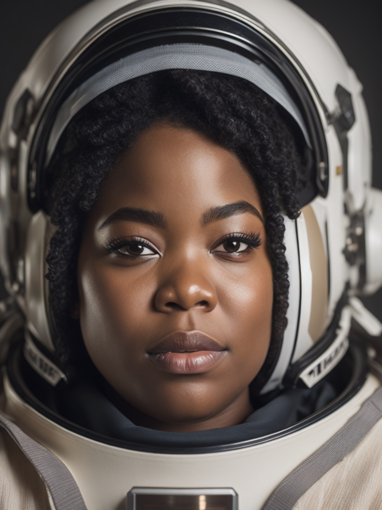 a black chubby women an astronaut