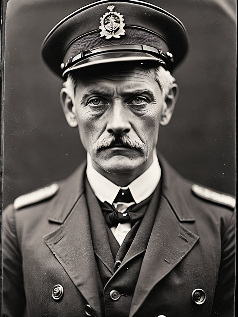 a wet plate photograph of a old Titanic captain