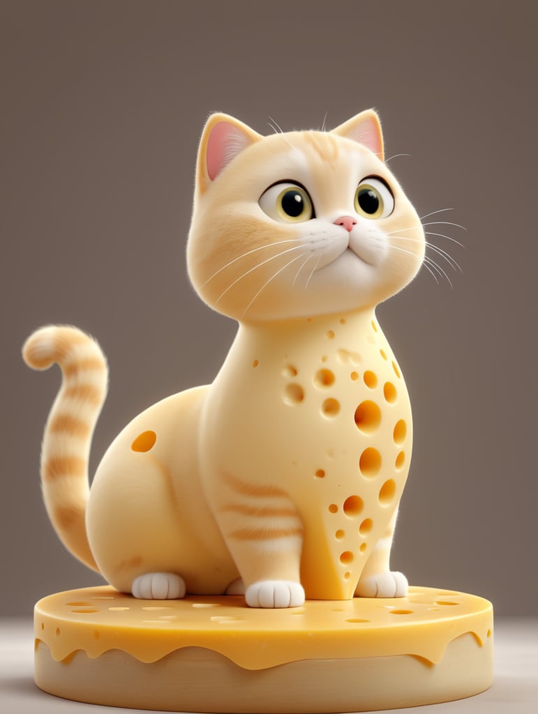 a cheese British shorthair cat made from Swiss cheese