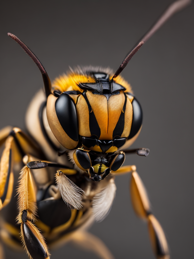 wasp macro photography, close-up, high-quality details, deep focus, professional shot