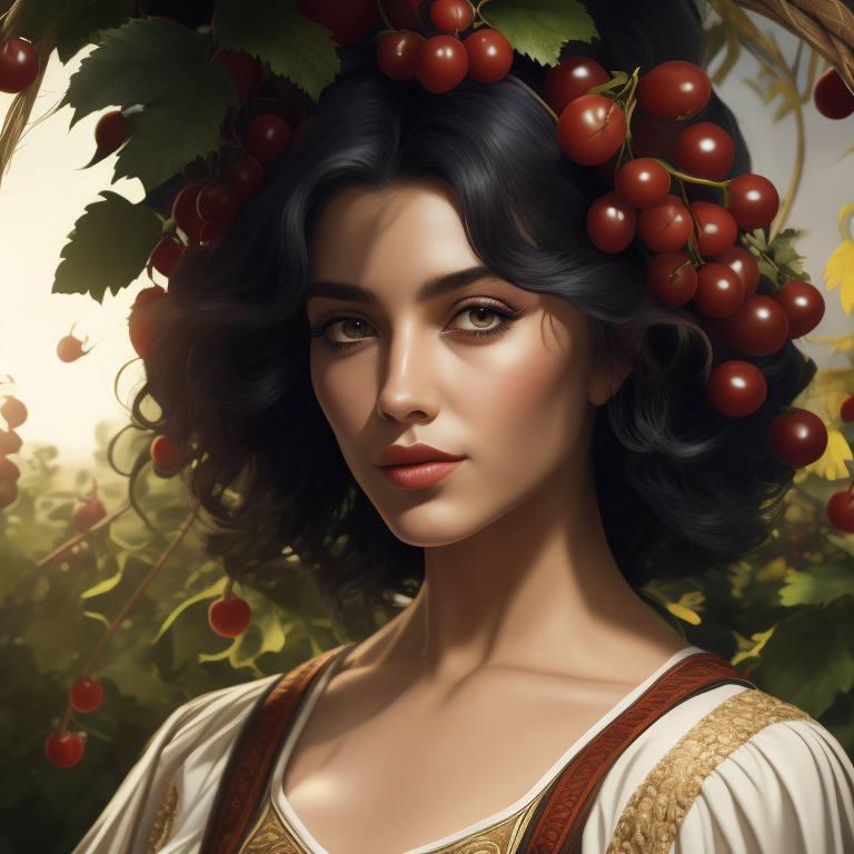 draw The light of the sun, filling the berries from the inside, is reflected in the brown eyes of the girl. The darkness of the skin is set off by the whiteness of the blouse. Saturated greenery of grapes, a wicker basket, light - everything is intertwined in magical harmony, the style of Karl Bryullov.