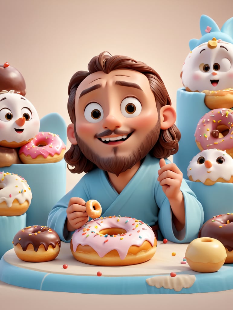 Jesus eating sweet donut