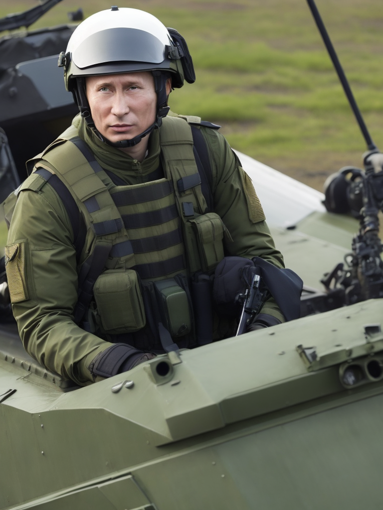 vladimir putin in military clothing sitting in a tank