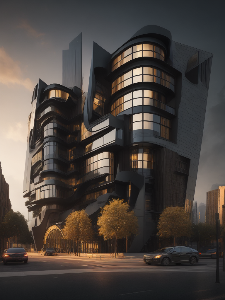 modern office center in the style of Antonio Gaudi