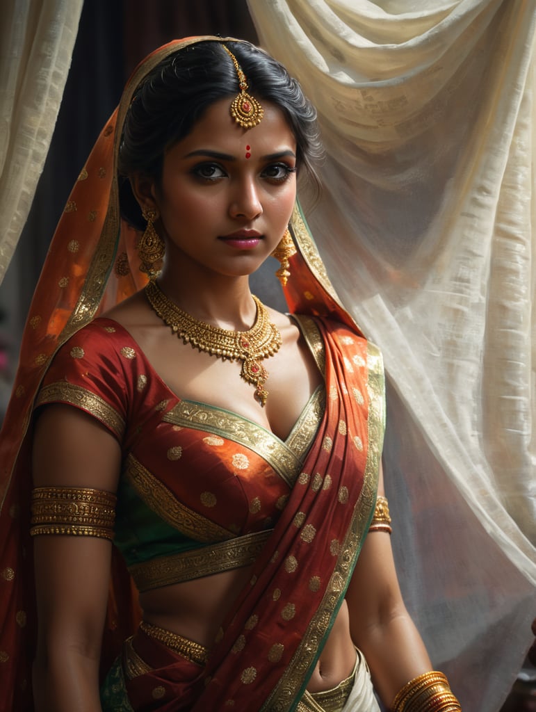 A girl in his marriage saree