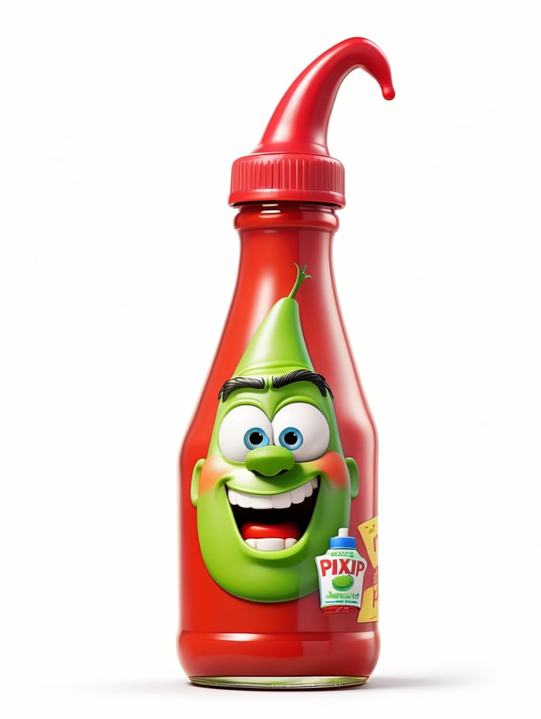 ketchup bottle, green cap, isolated, white background