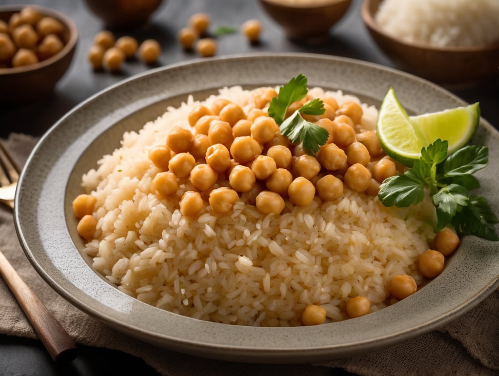 white rice, whith Chickpea