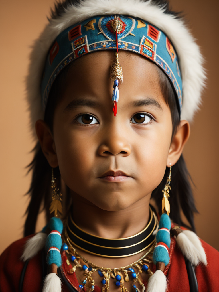 native american boy 1 years old in national dress