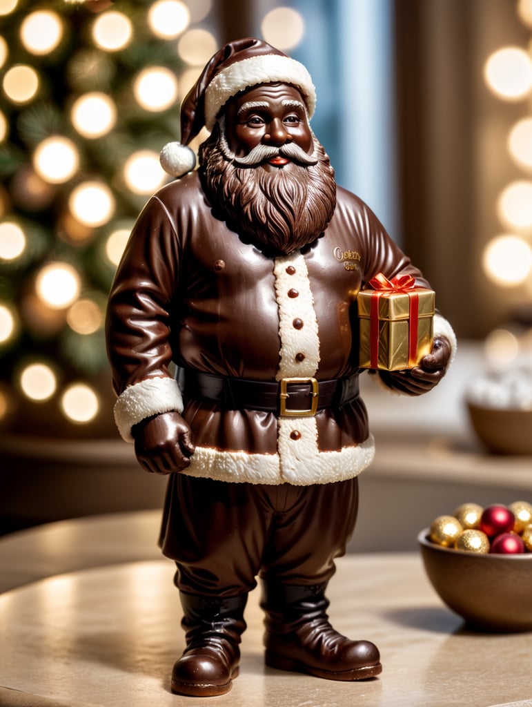 A chocolate Santa figure, made from milk chocolate