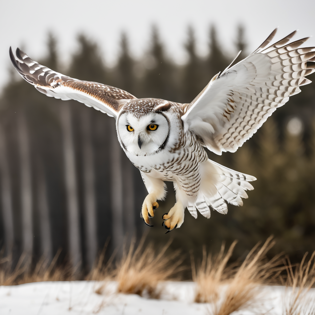 polar owl flying