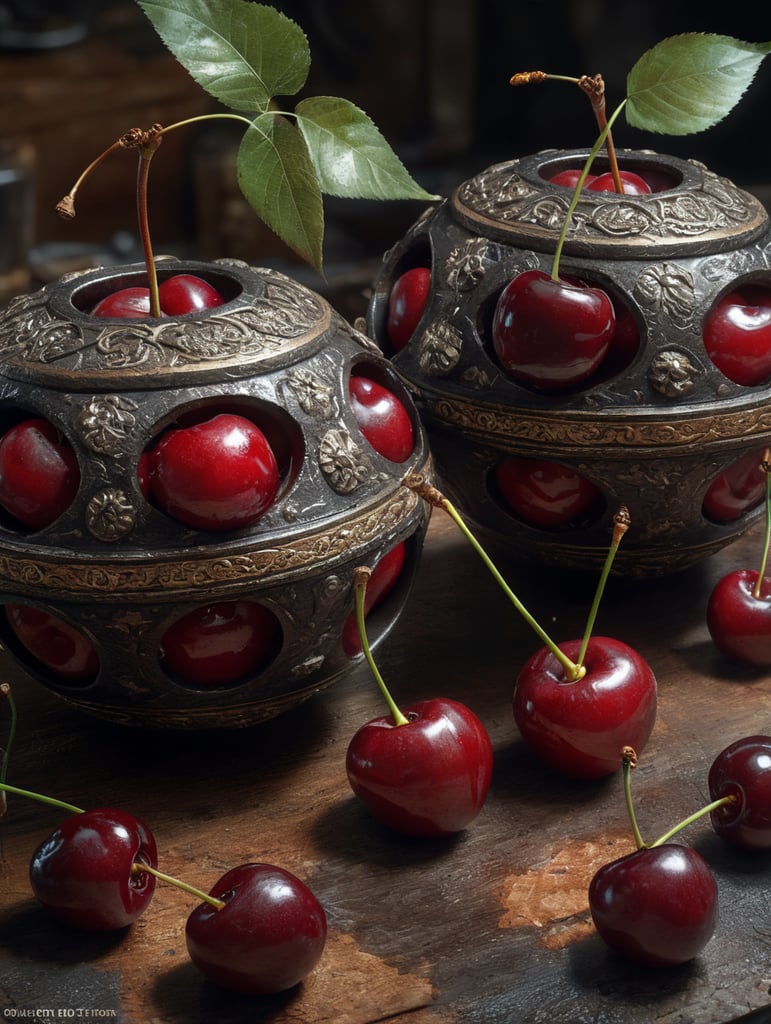 two (Bombons), with cherries around