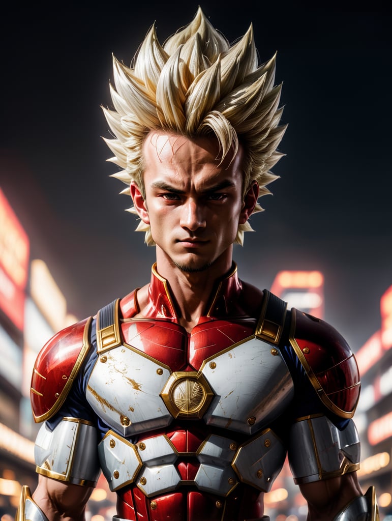 Vegeto super saiyan White and Red Clothes, 2D art, anime art style