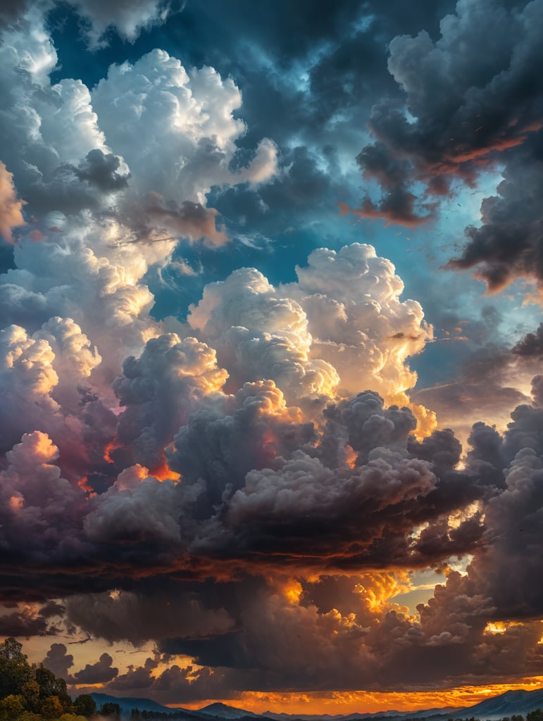 Cloudy background with vibrant coloe