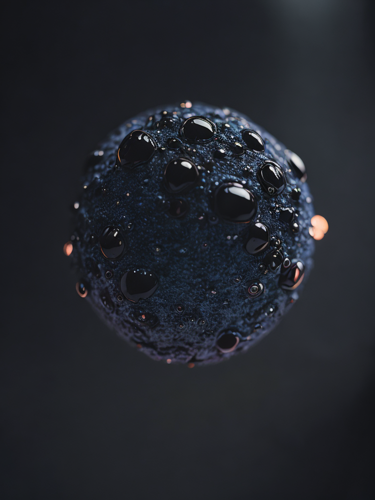 dark alien matter, black matter, organic drop, mystery, deep atmosphere, close focus on the drop, macro photography