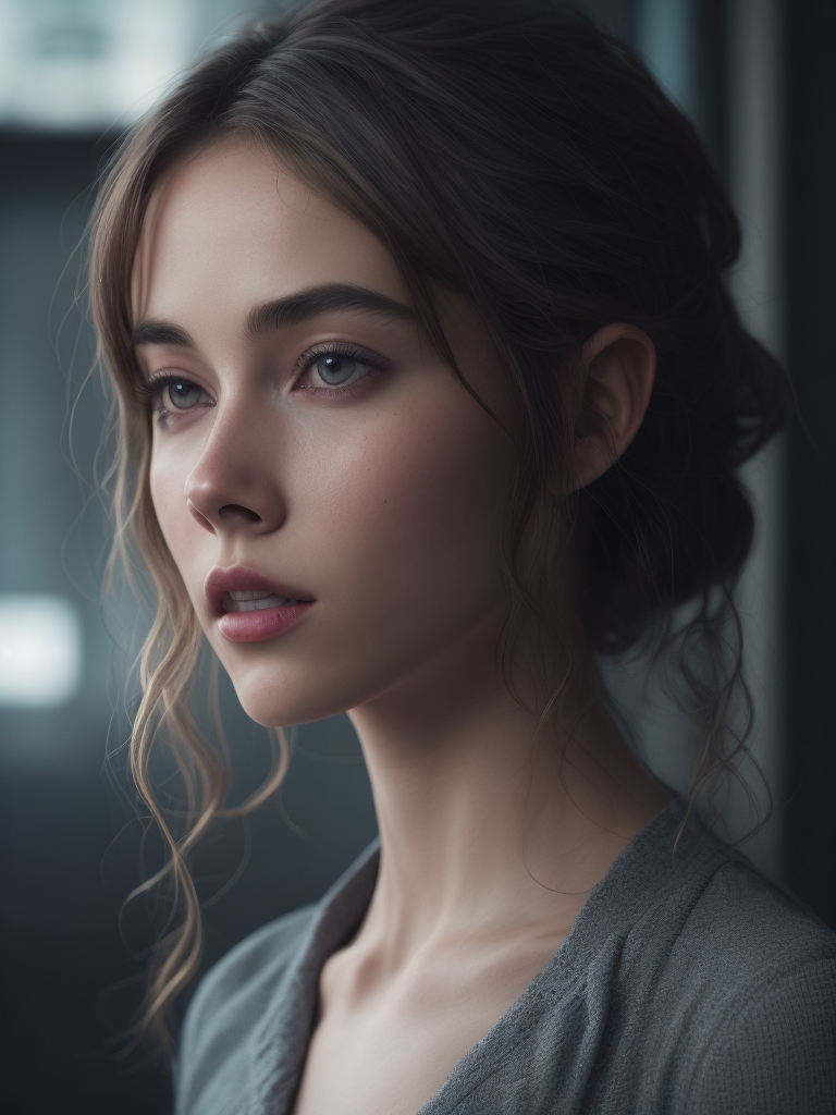 a cute girl, ash hair, long shot