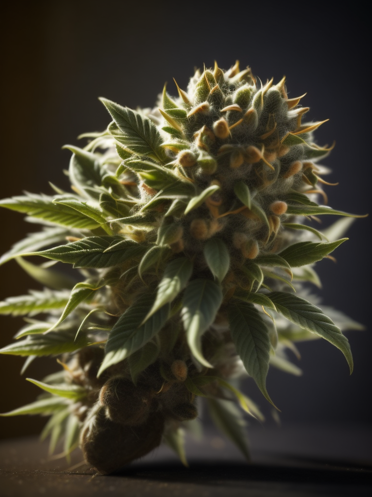 A macro photo of a cannabis flower, macro photography, close-up, high-quality details, deep focus, professional shot