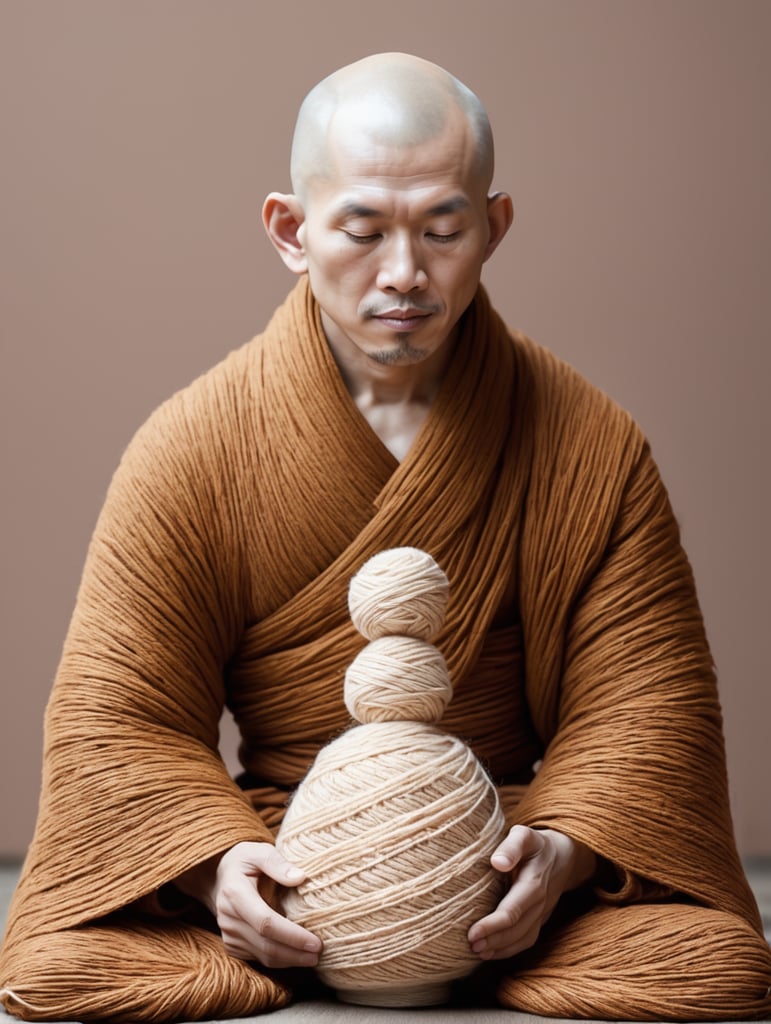 a monk made out of yarn