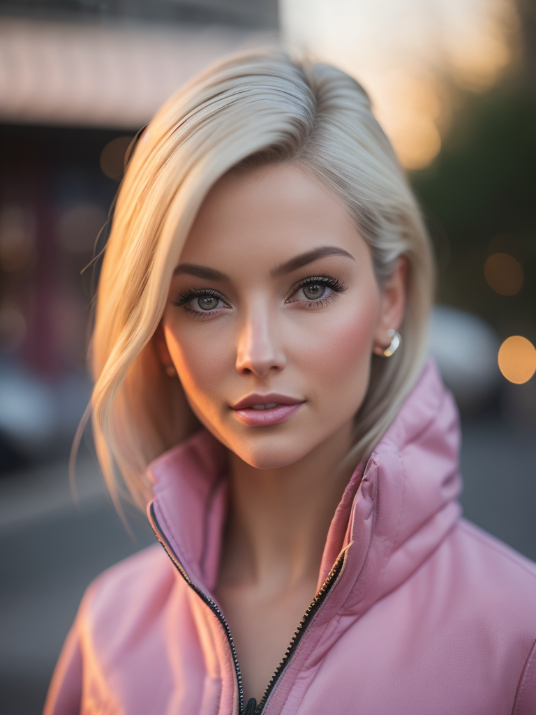 barbie in a real life, pink jacket