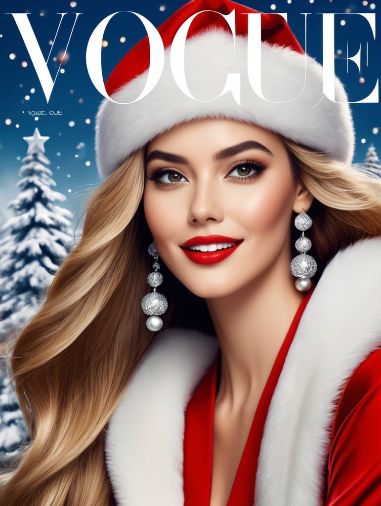 Happy New Year 2024, Holiday mood, Santa on the cover of Vogue