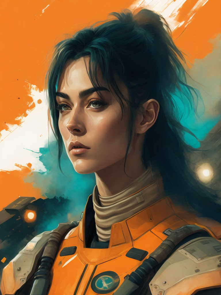 sci fi military poster, portrait of a hero in a front